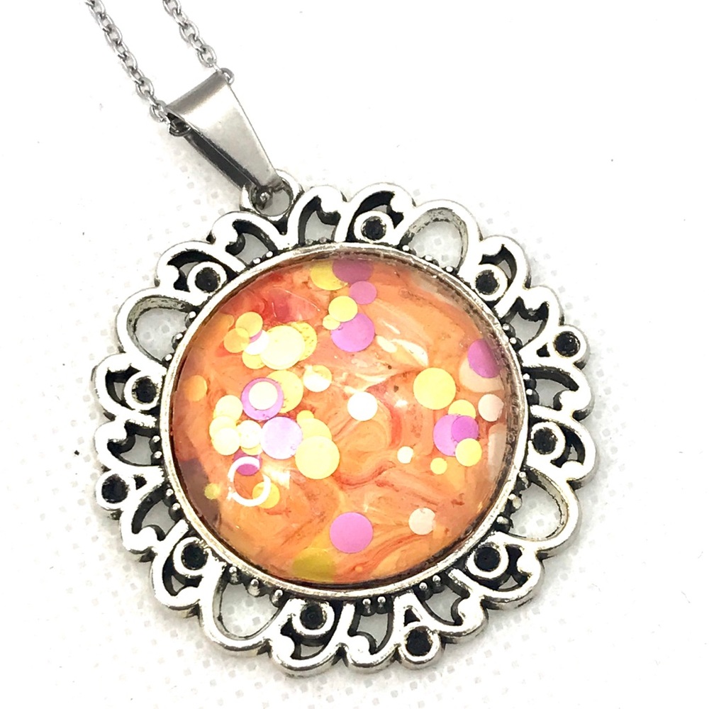 Necklace Handmade dome Pendant flower NSN